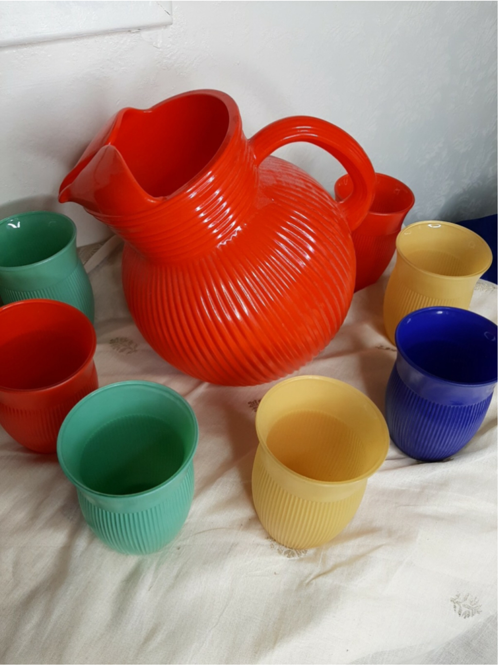 1940/1950 Hazel Atlas “Fine Rib” 8 Piece Beverage Set